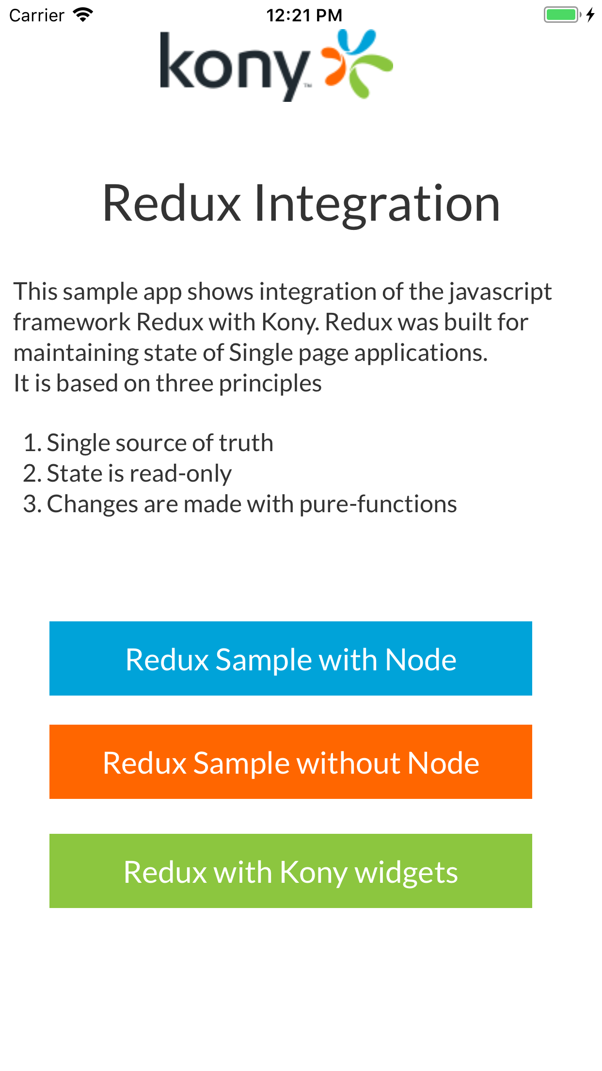 Redux Integration Sample - Screen-Thumbnail